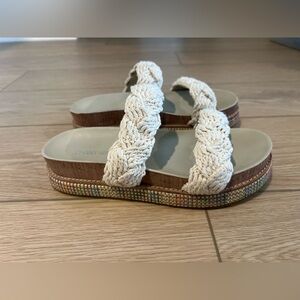 Johnny Was Braided Rope Sandal size 8 cream